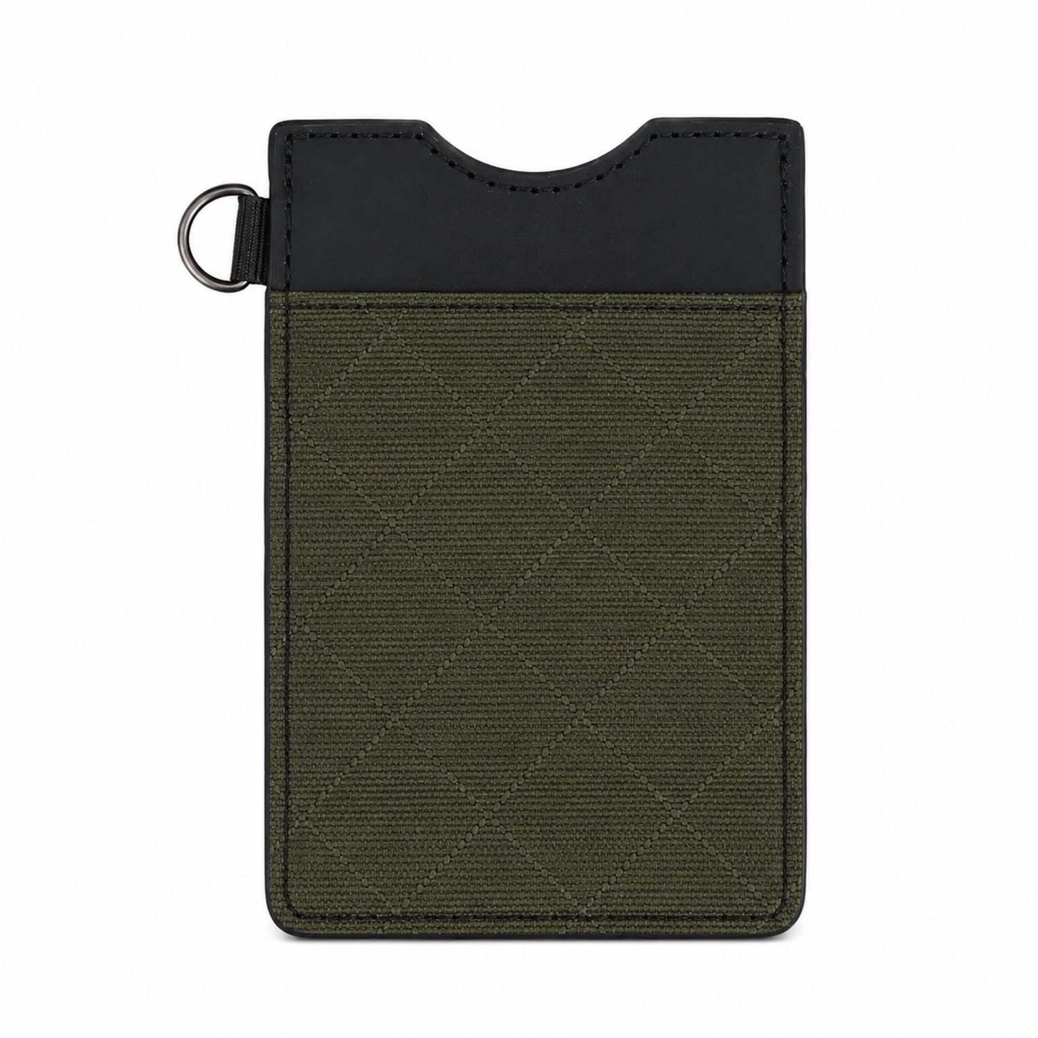 Porta Carte Verde Scuro e Nero con Anello