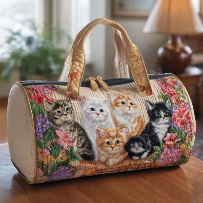 Vintage Meow Bouquet Quilted Duffle Bag GFTOTP10451