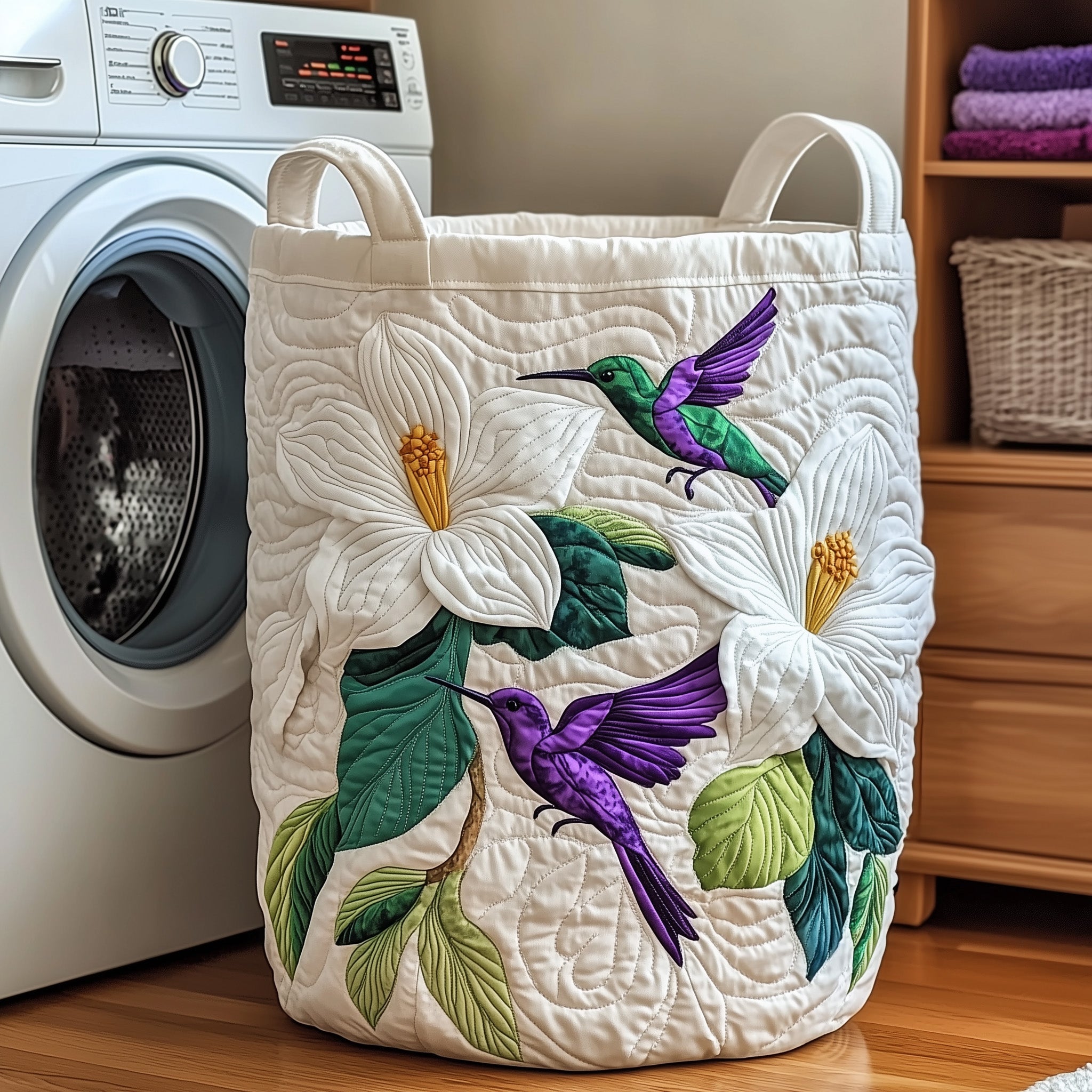 Elegant Magnolia Quilted Laundry Basket GFTOTP11934