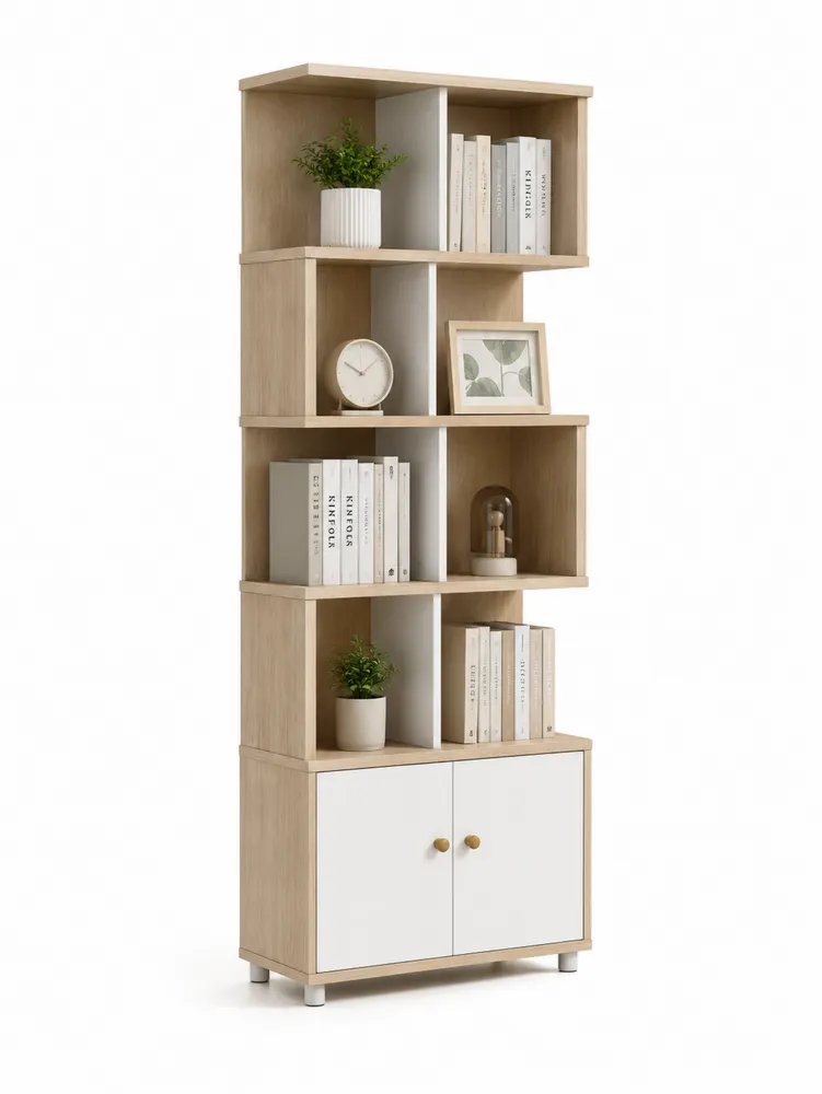 Regał z MDF Jasnobrązowy/Biały 180x60x30 cm
