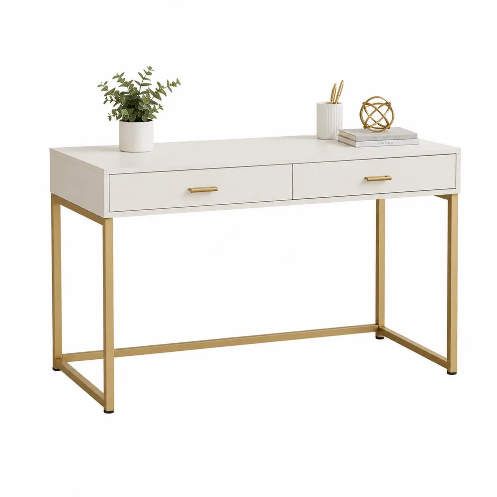 Biurko prostokątne z szufladami z MDF i metalową ramą 120 cm