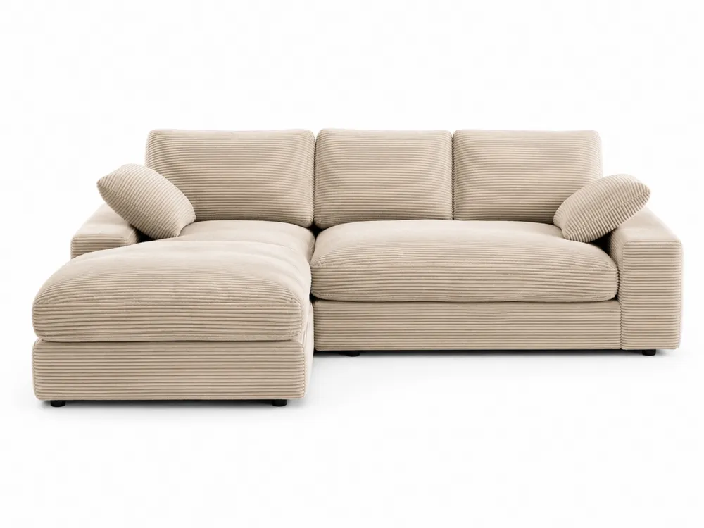 Beżowa sofa narożna z sztruksu 250x150 cm