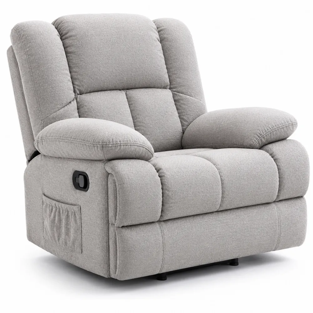 Fotel Recliner Tkanina Poliester Szary 90x70x100 cm
