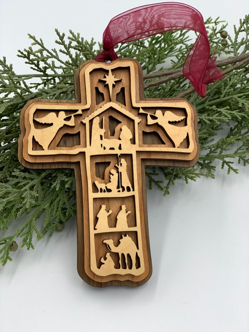 🎄Nativity Cross Scripture Christmas Ornament