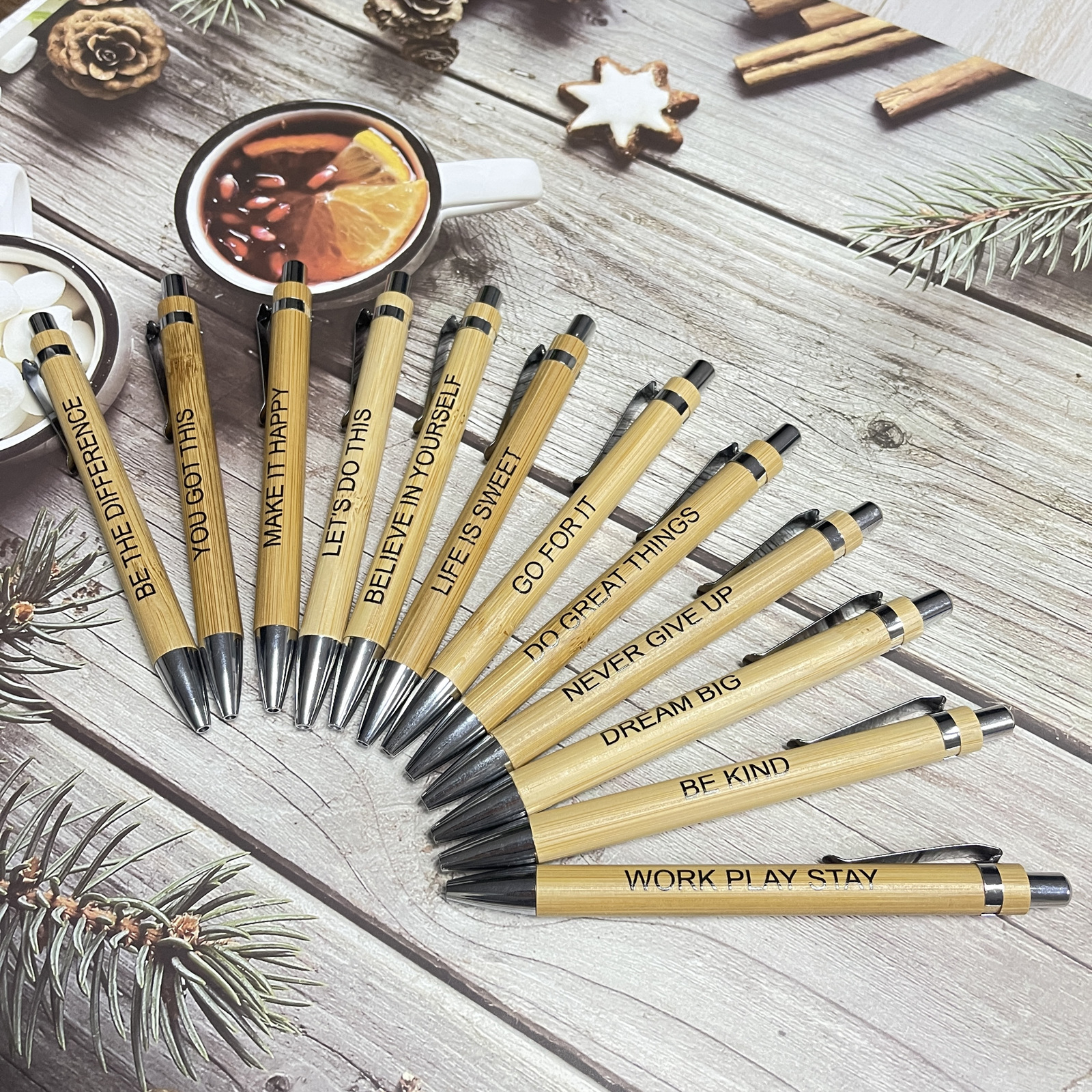 ✊Inspirational Engraved Pens Set✍️（12 Pcs）