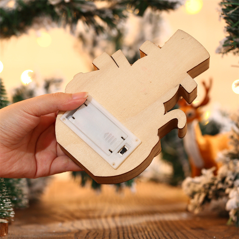 Santa Claus Lantern - Wood LED Christmas Ornaments