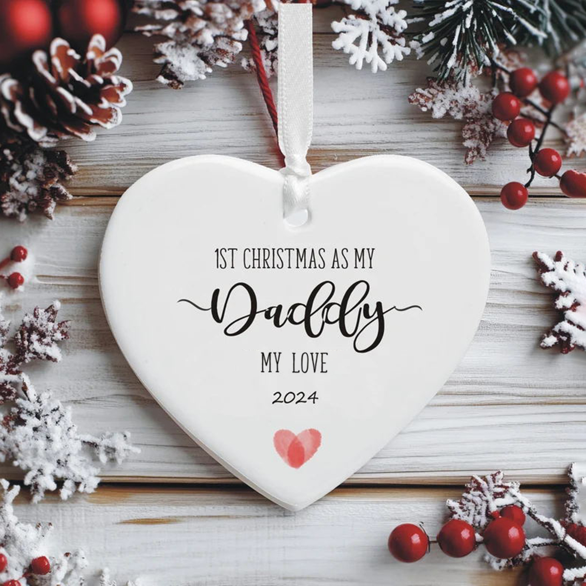 First Christmas as a Family New Parents Heart Tree Decoration Bauble