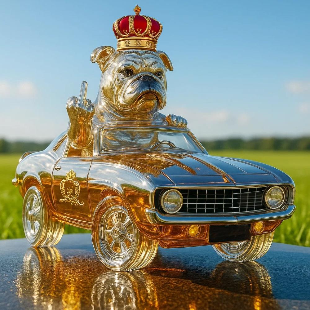  Dog Driving Whiskey Bottle