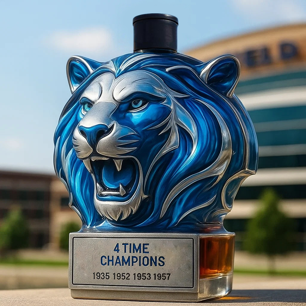 Detroit Lions Lion Head Whiskey Decanter