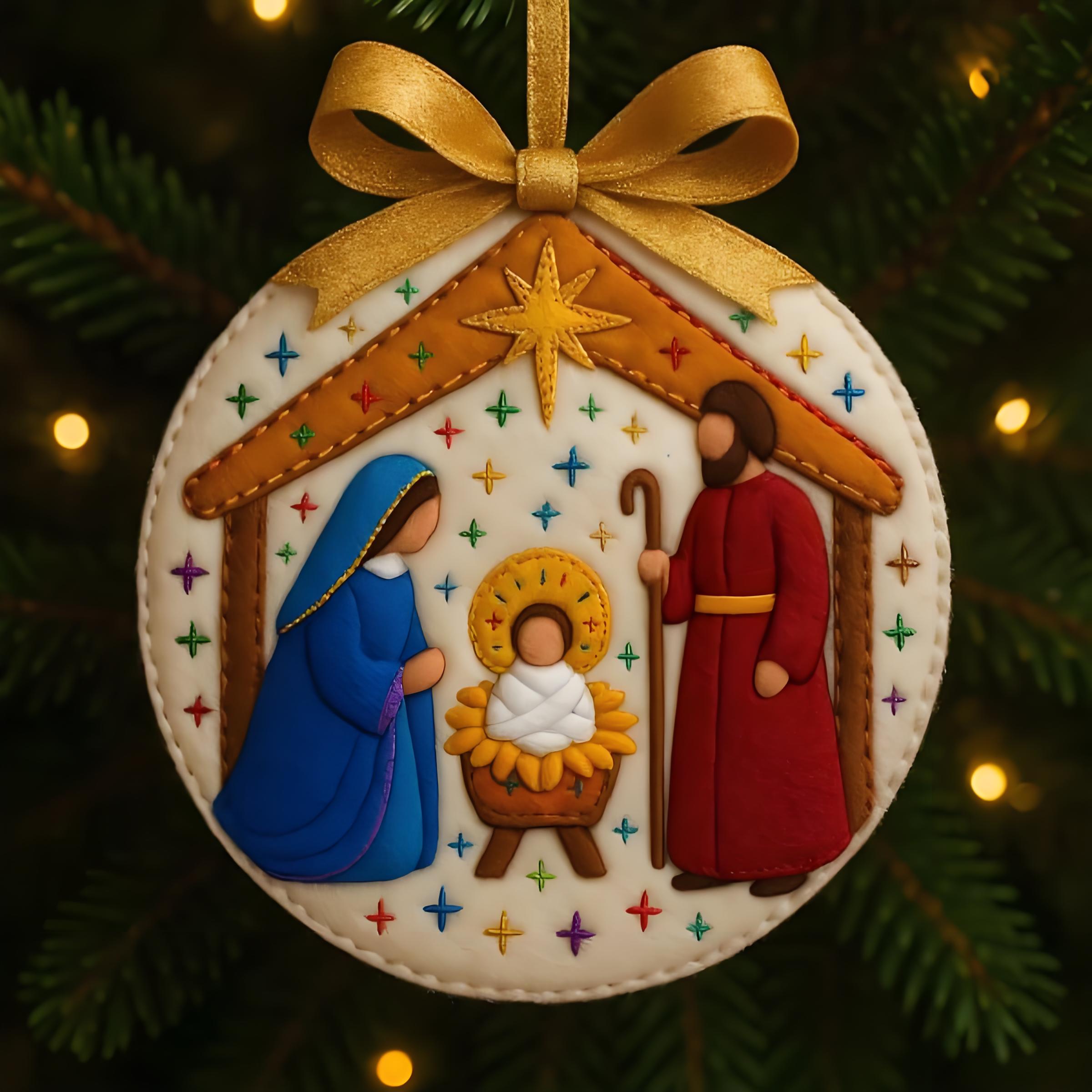 🌟✝️ ​​Handmade Felt Nativity Ornament