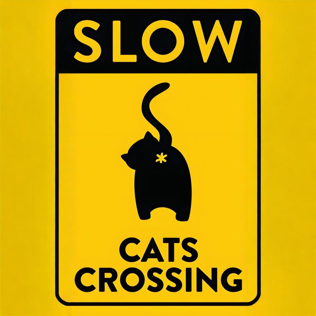 🐾Cat Butt Cats Crossing Sign