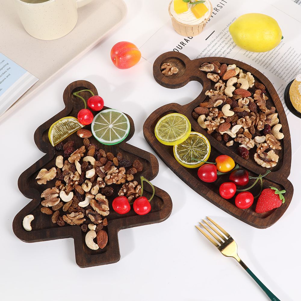 🎄Cute Home Made Wooden Christmas 🍓Fruit Dinner Plate🍽️