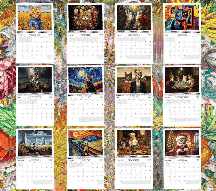 🐱Iconic Cat Art 2025 Calendar - Masterpieces Reimagined