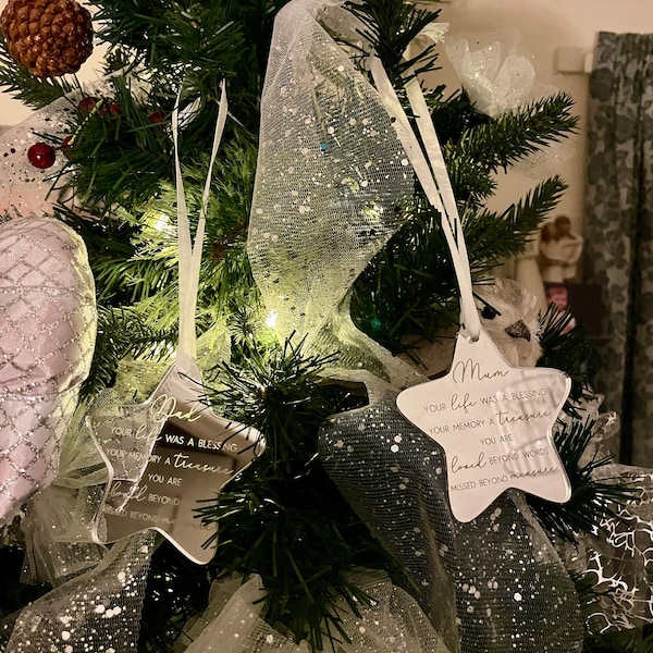  Family Remembrance Christmas Tree Star Bauble 
