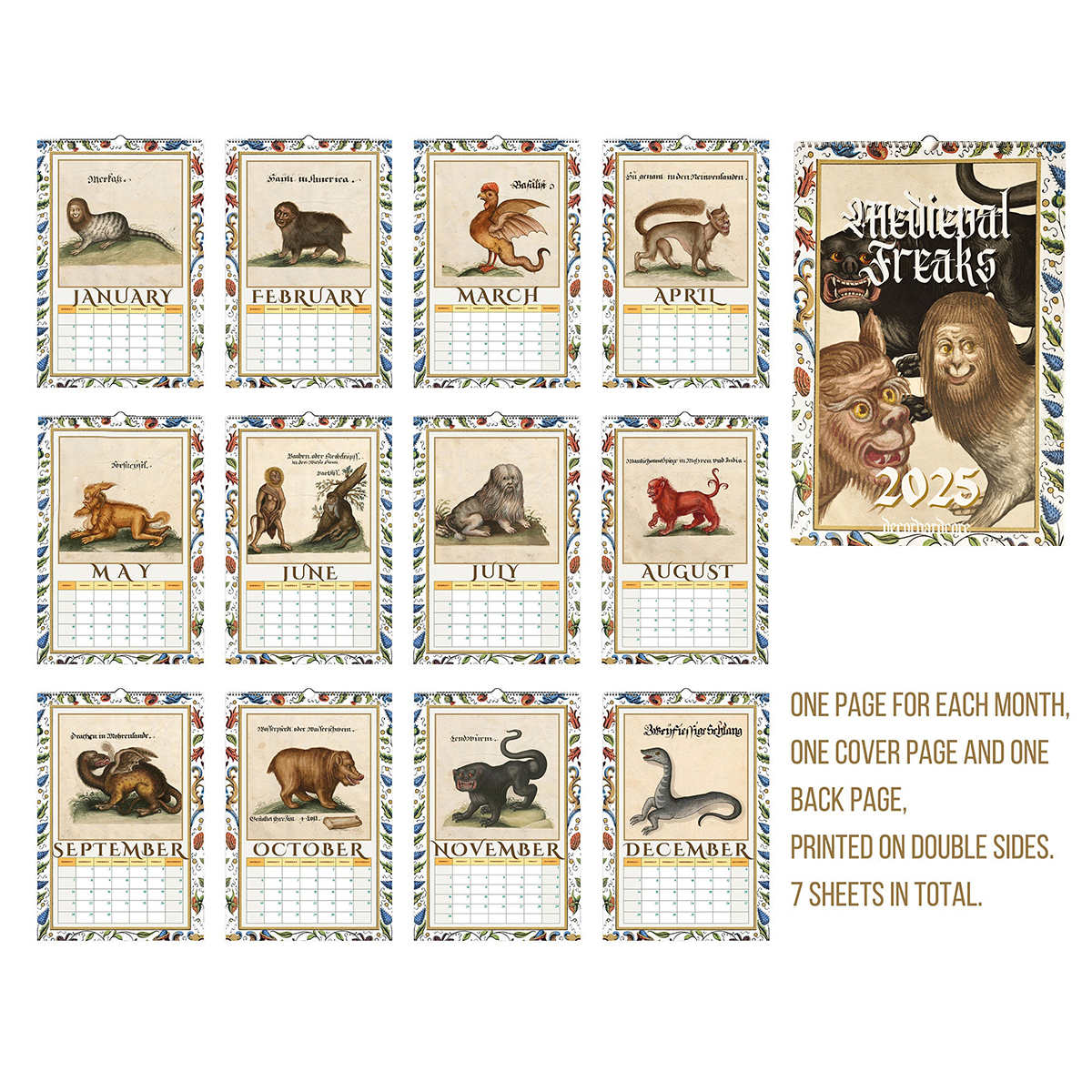 2025 Medieval Freaks Wall Calendar📅