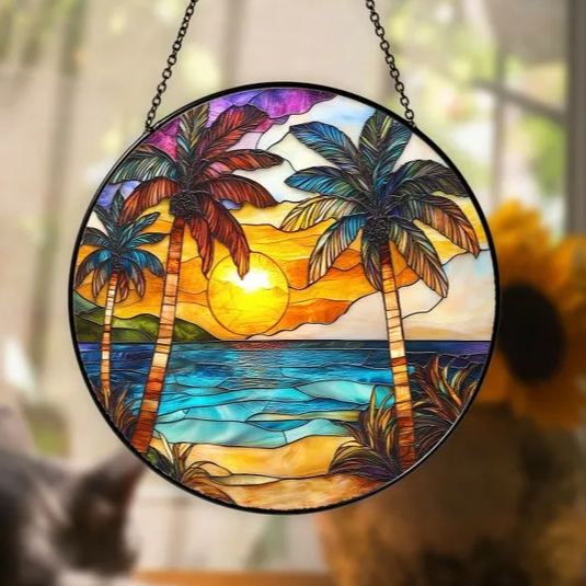 🔥LAST DAY BIG SALE--Acrylic Beach Sunset Suncatcher Ornament