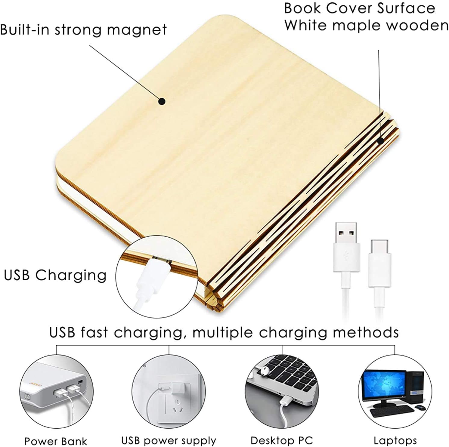 Novelty Wooden Folding Book Lamp