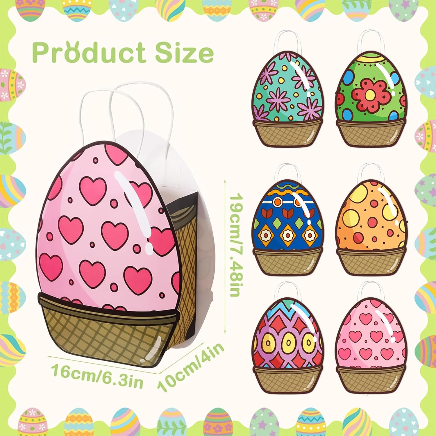 6Pcs Large Capacity Easter Egg Tote Bags