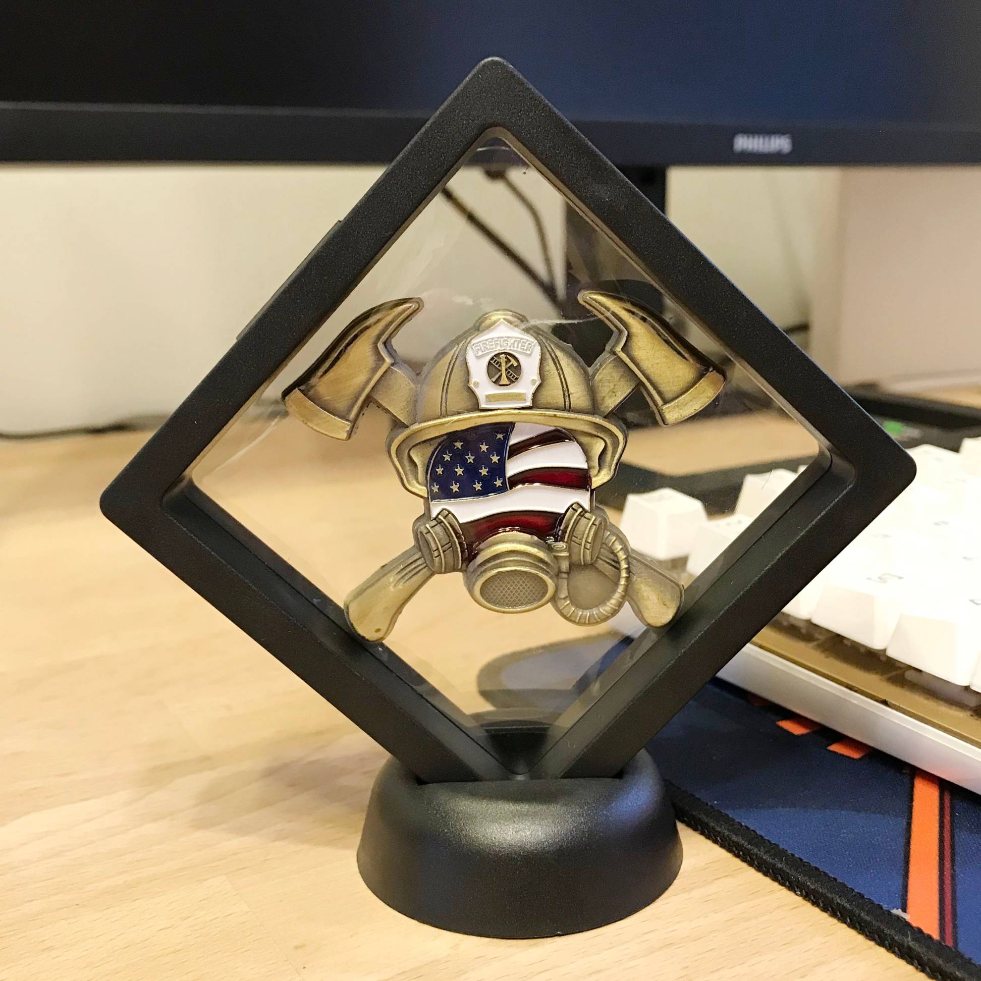 Firefighter Challenge Coin with Maltese Cross 
