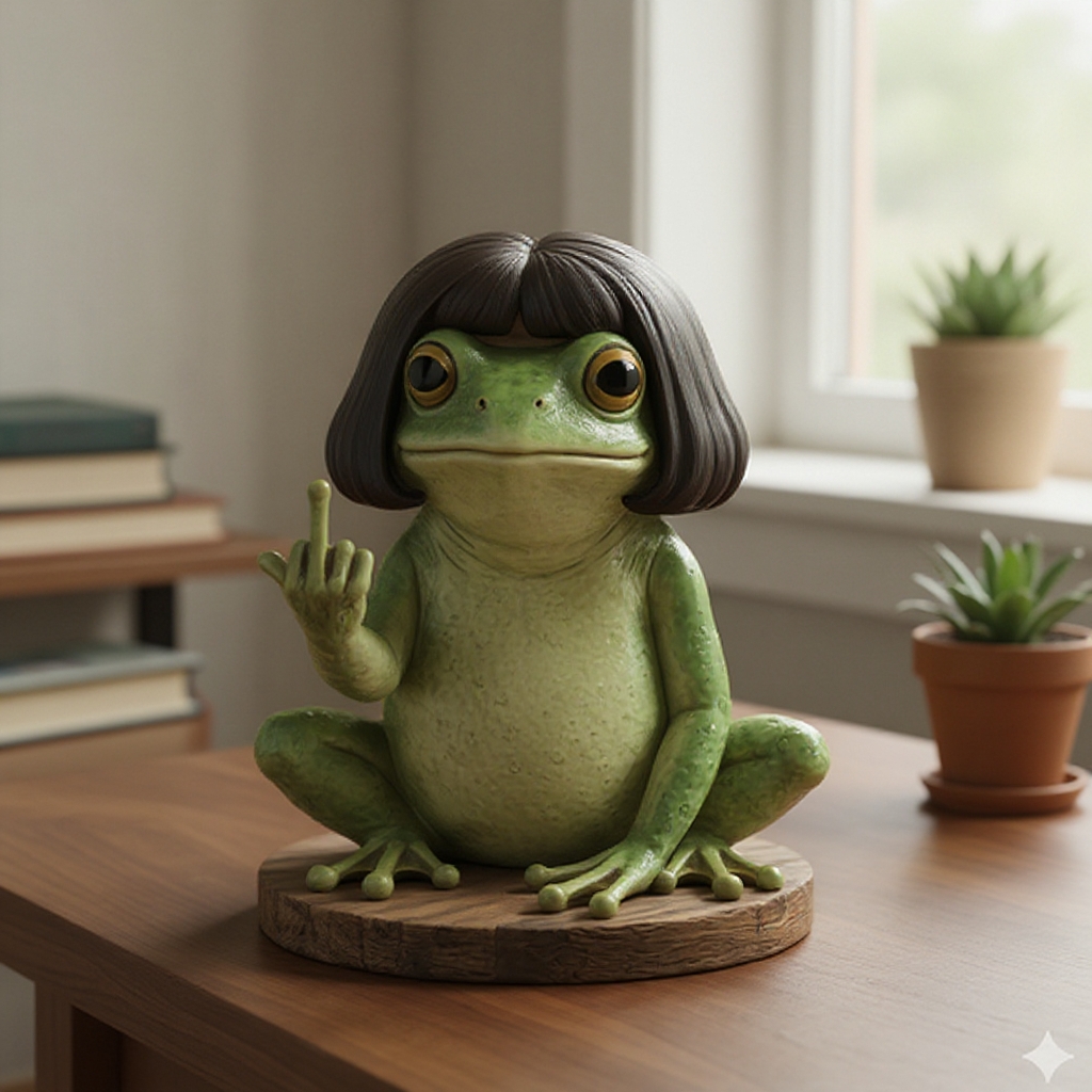 Middle Finger Frog Sassy Desk Decor