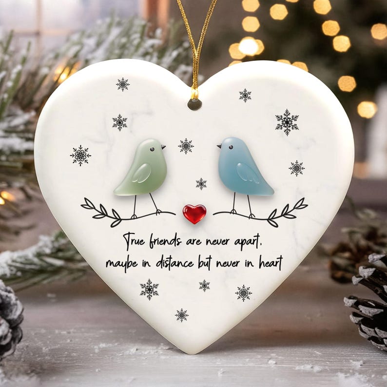 True Friends Never Apart Sea Glass Ornament