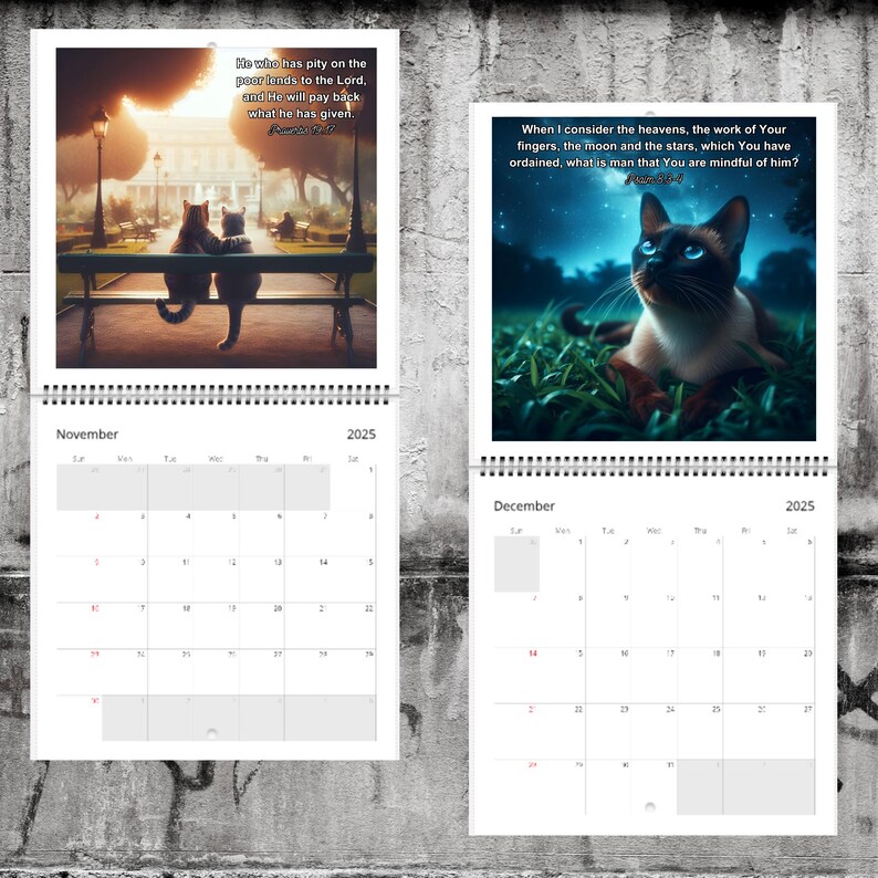 Cute Cats & Bible Verses 2025 Calendar 📖🐱