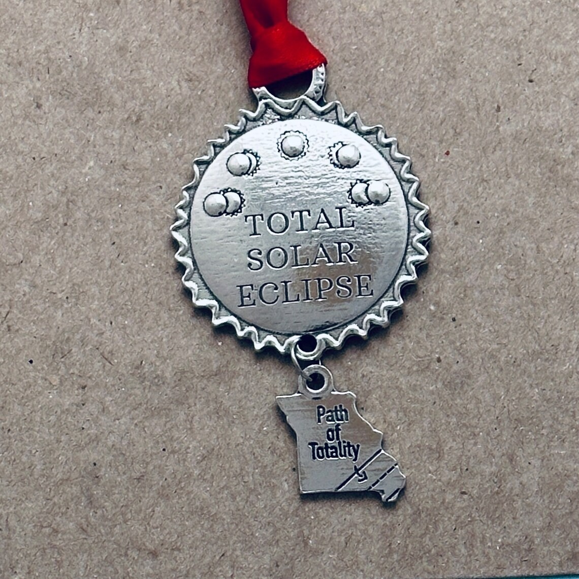 2024 Total Solar Eclipse Pewter Ornament - North American Eclipse Souvenir