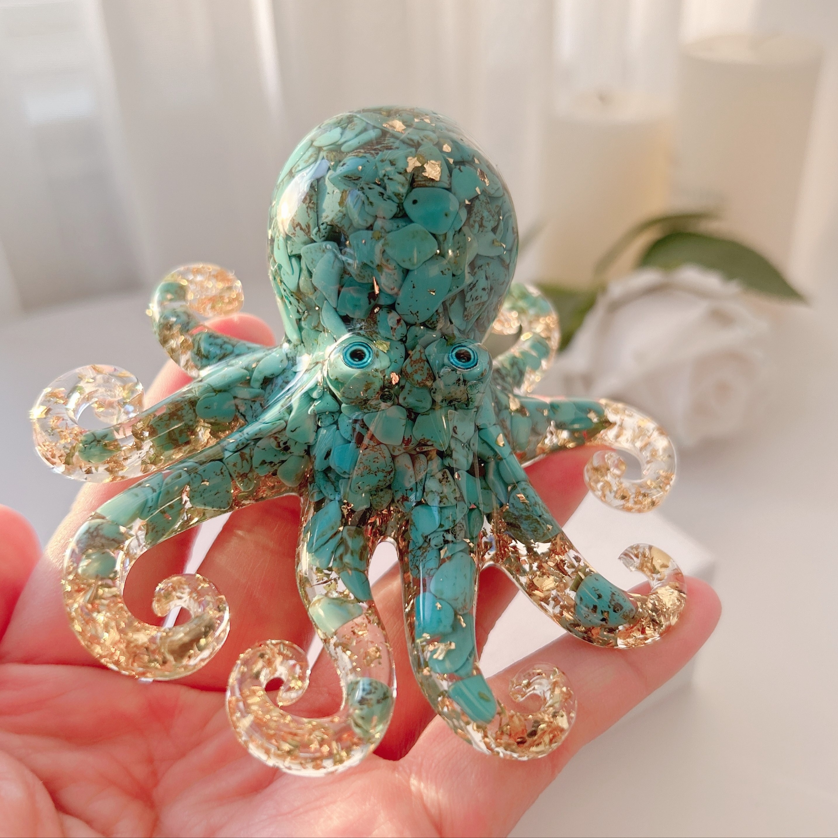 Crystal Cute Octopus Statue Ornament