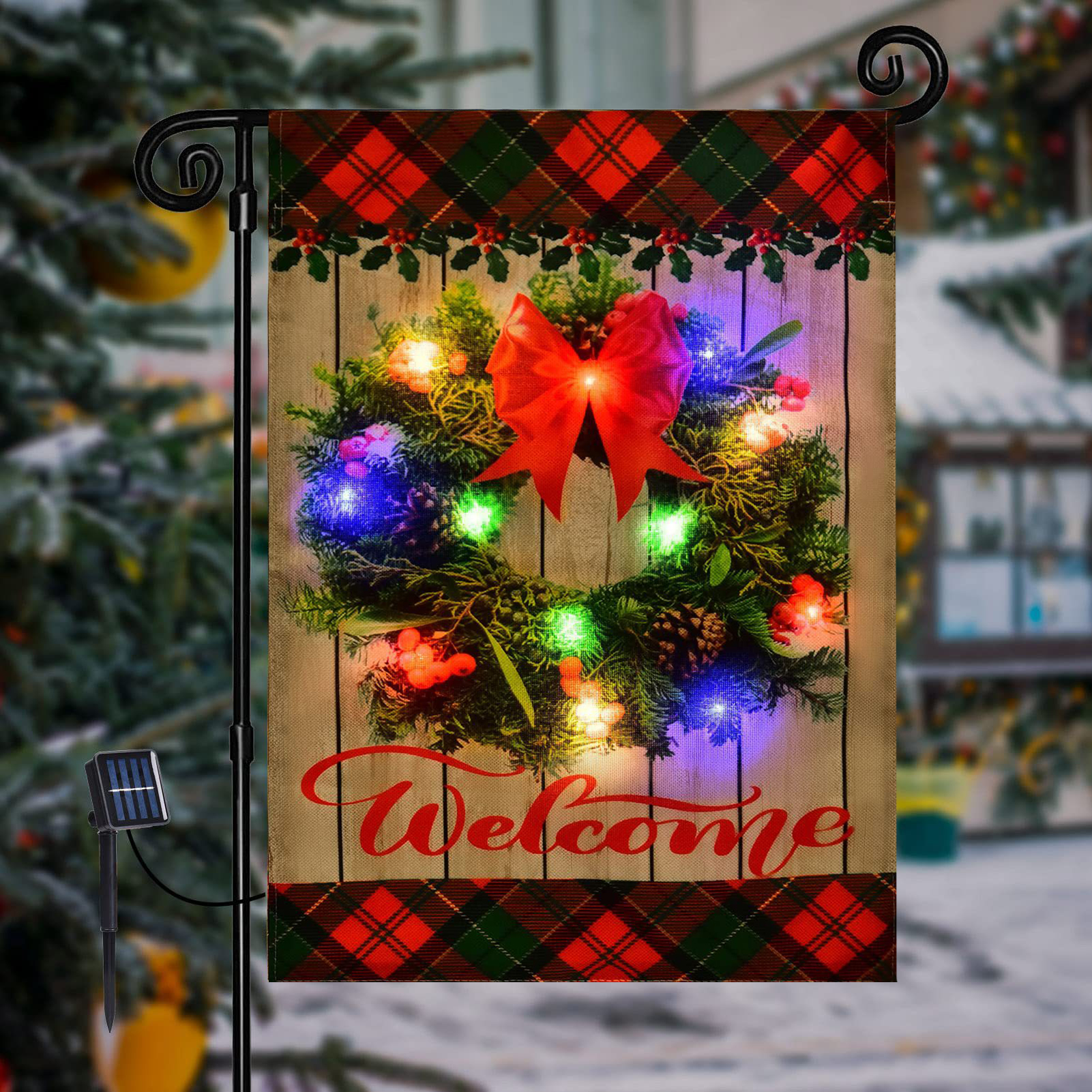  Christmas Solar Energe LED Garden Flags