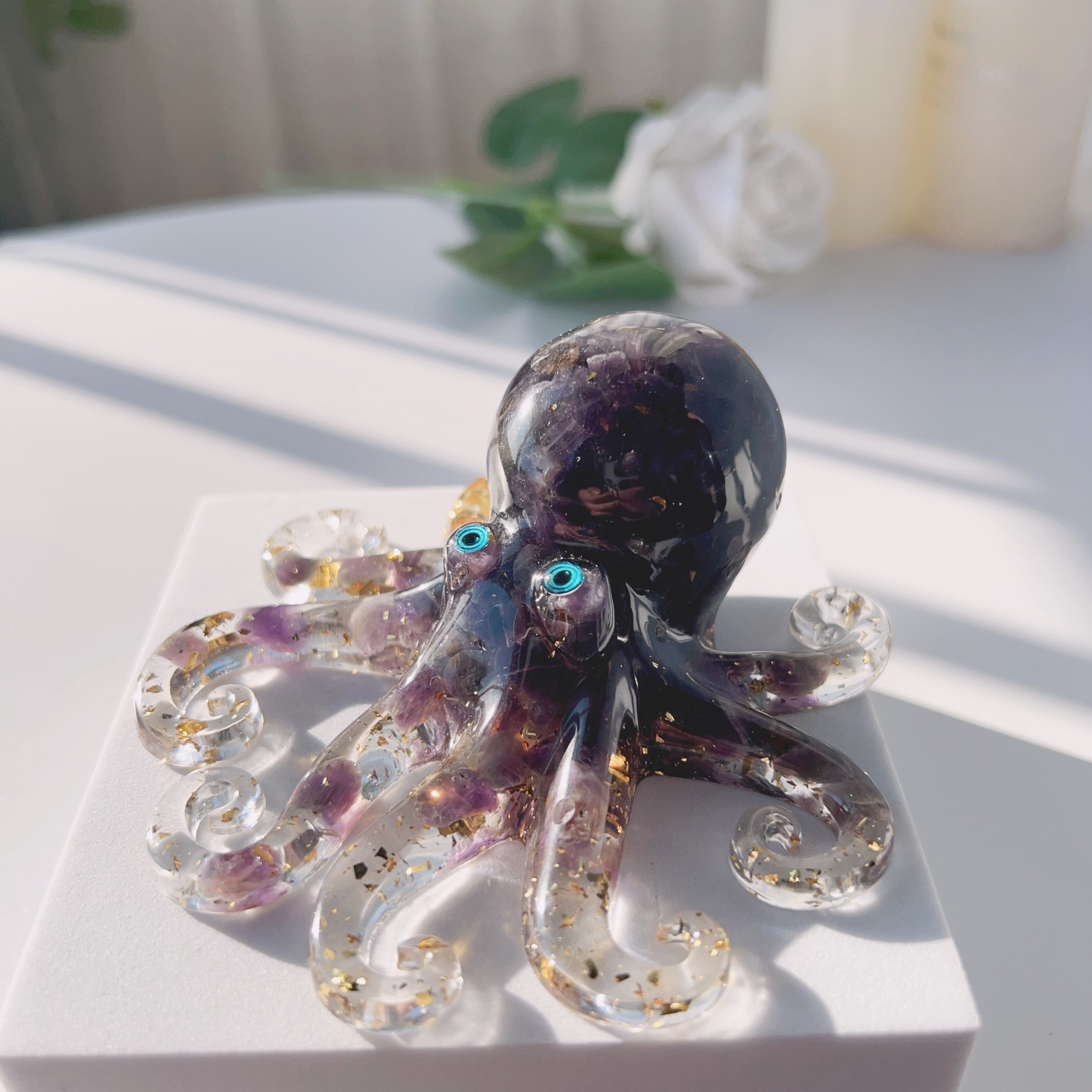 Crystal Cute Octopus Statue Ornament