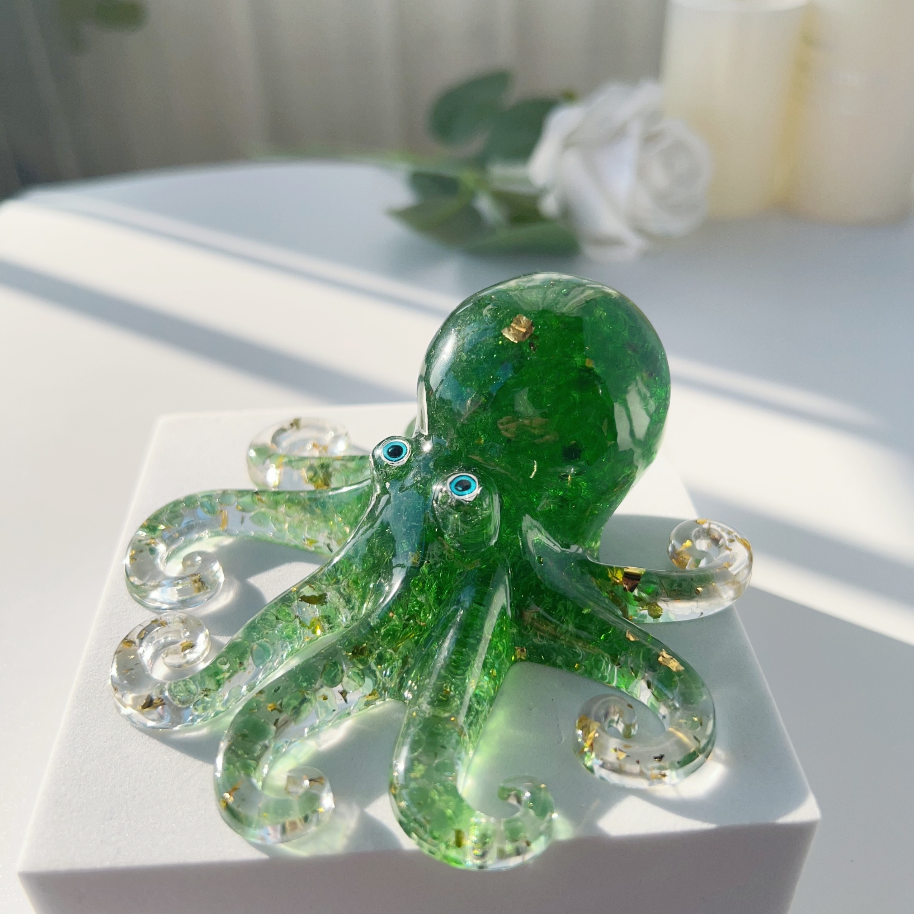 Crystal Cute Octopus Statue Ornament