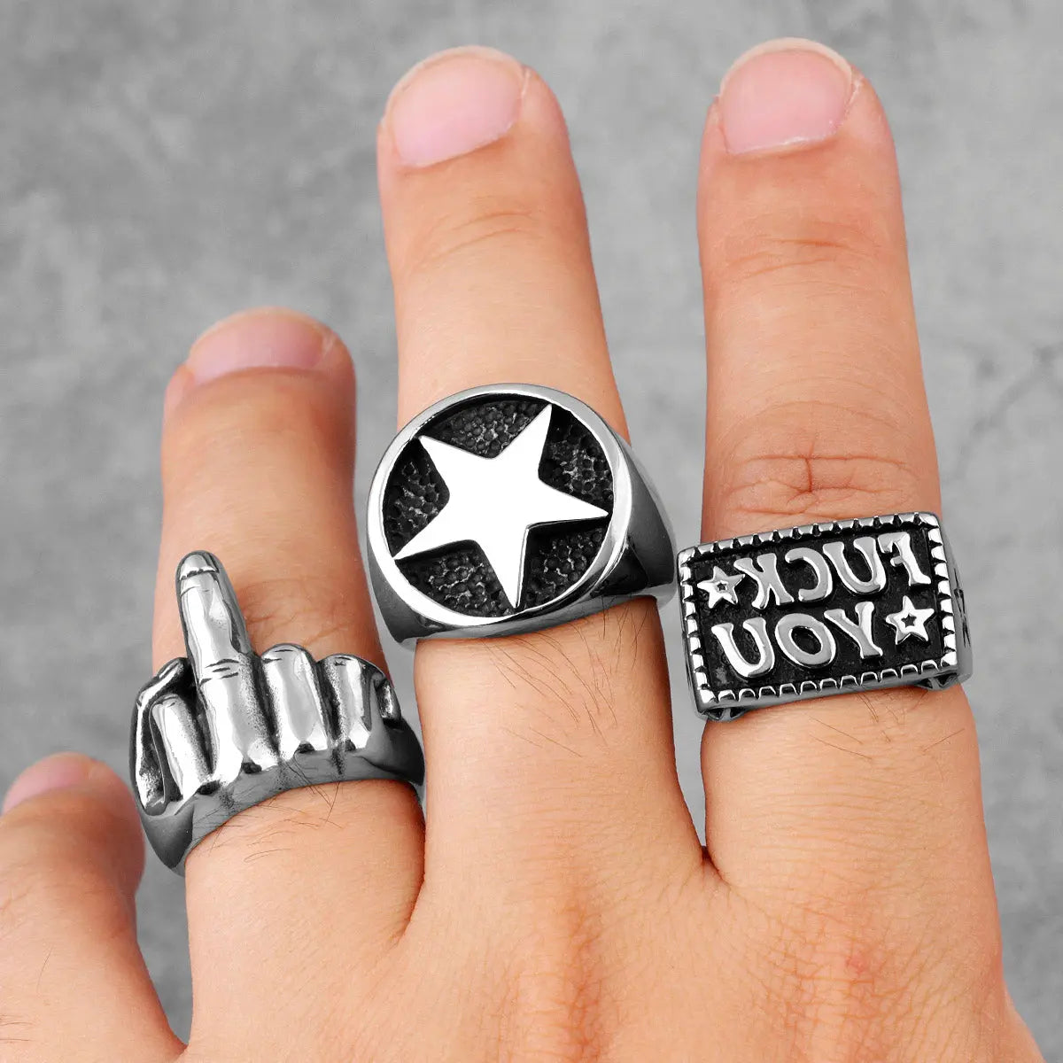 The F Word Punk Retro Stainless Steel Rings