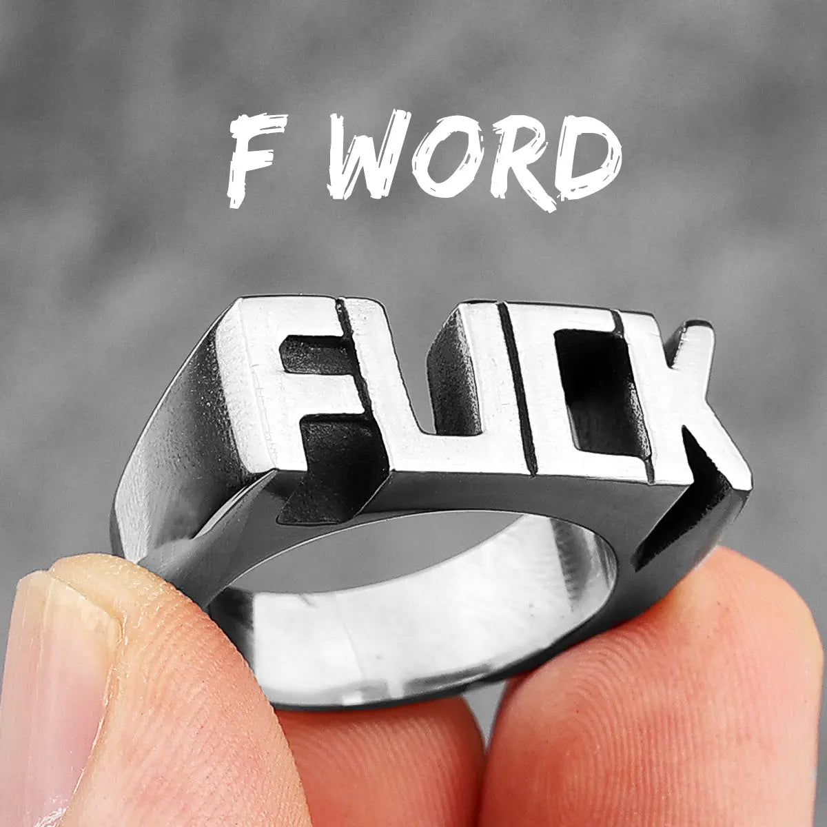 The F Word Punk Retro Stainless Steel Rings