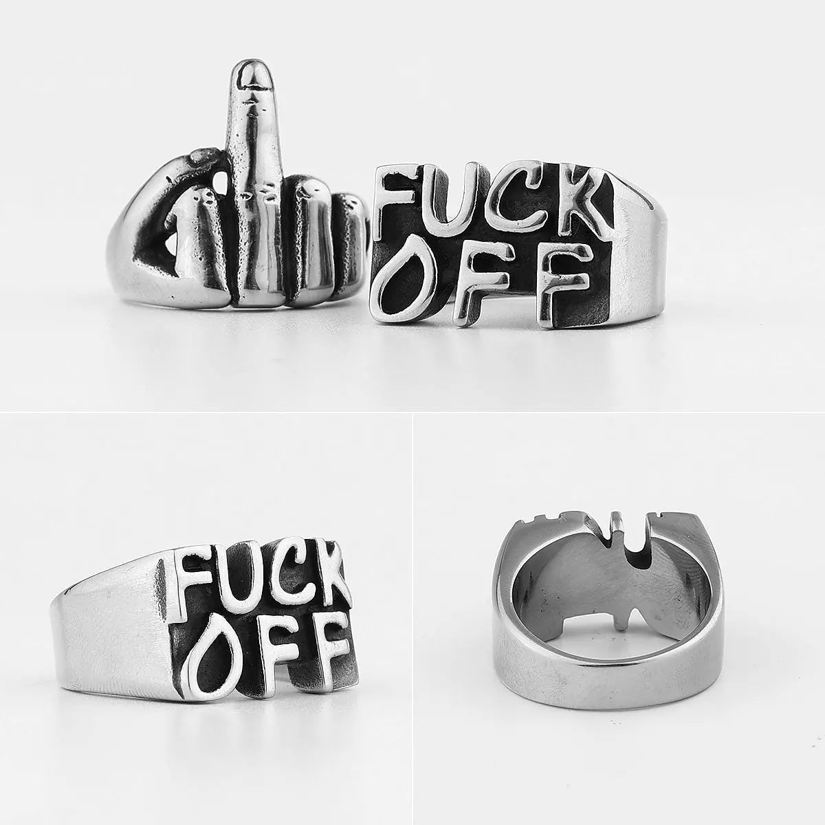 The F Word Punk Retro Stainless Steel Rings