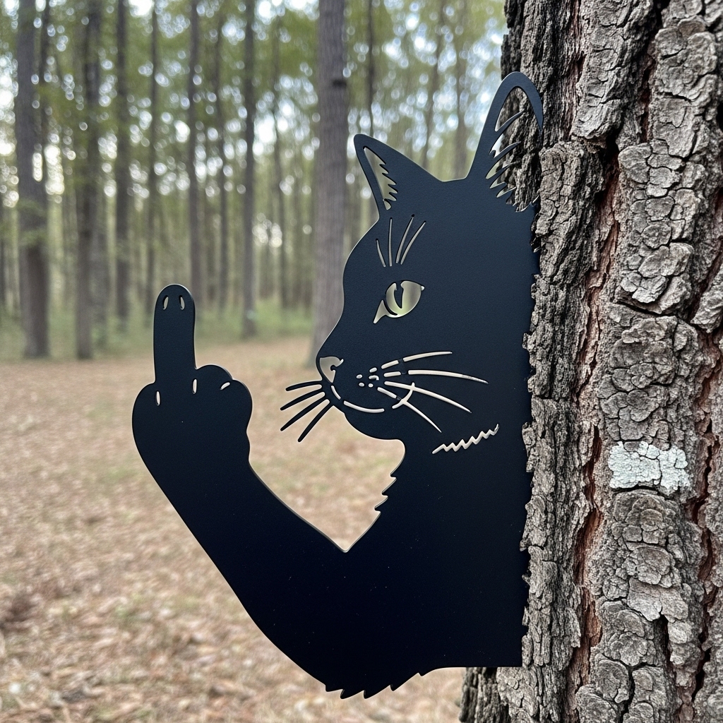 Peek-a-Boo Flipping Off Bigfoot Metal Sign