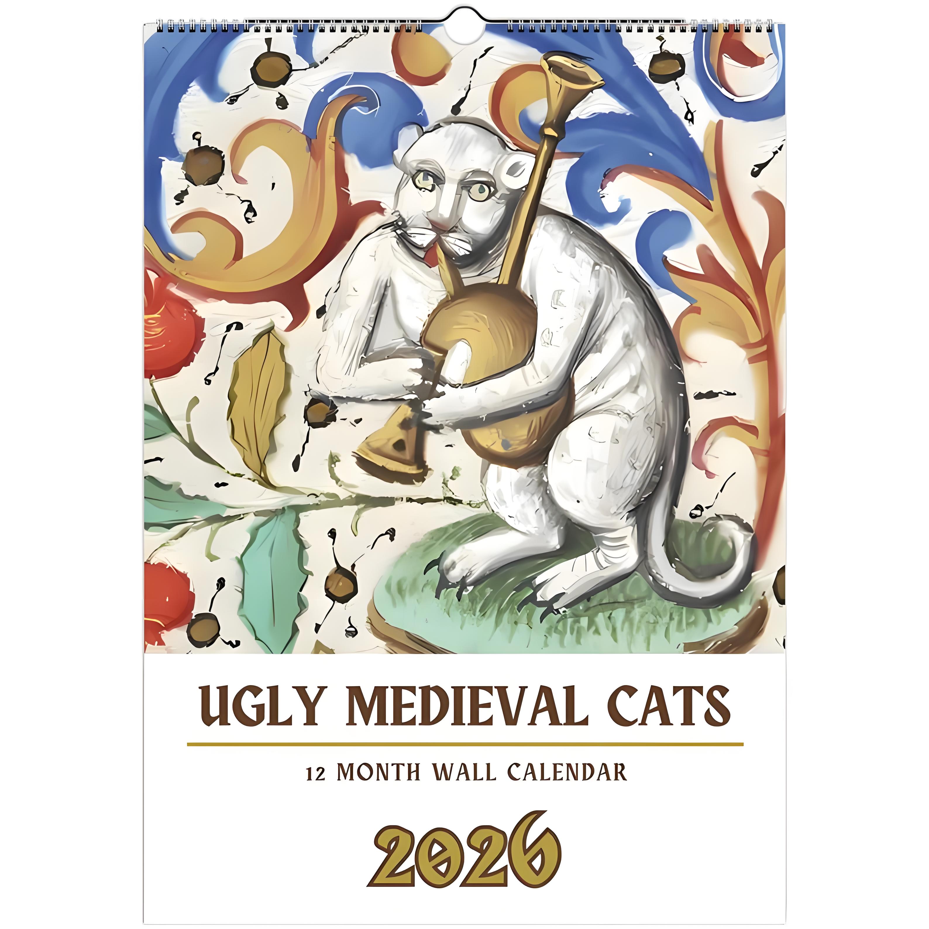 Funny Mediaval Cat Calendar 2026