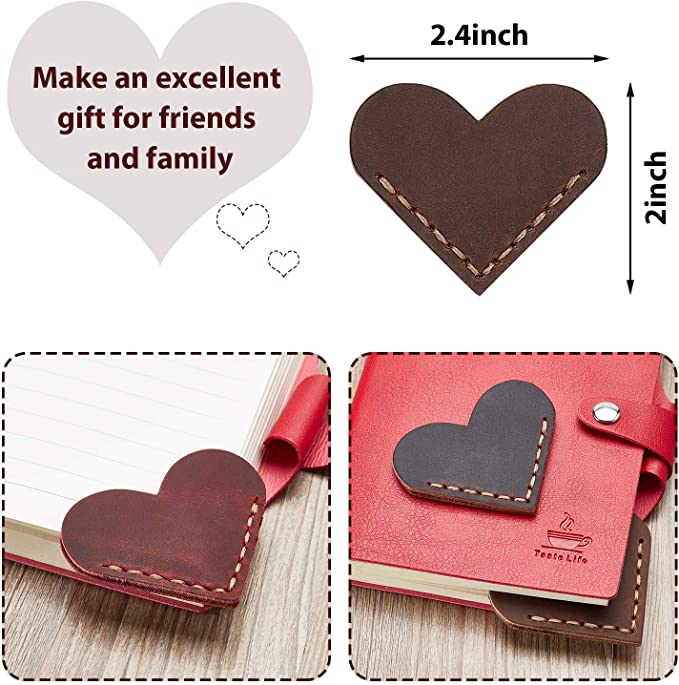 Vintage Leather Heart Bookmark Page Corner