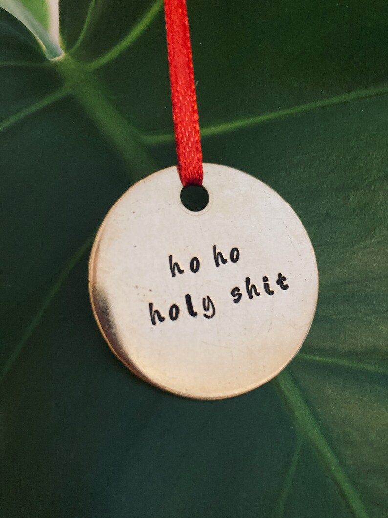 Hand Stamped Funny Christmas Tree Ornament