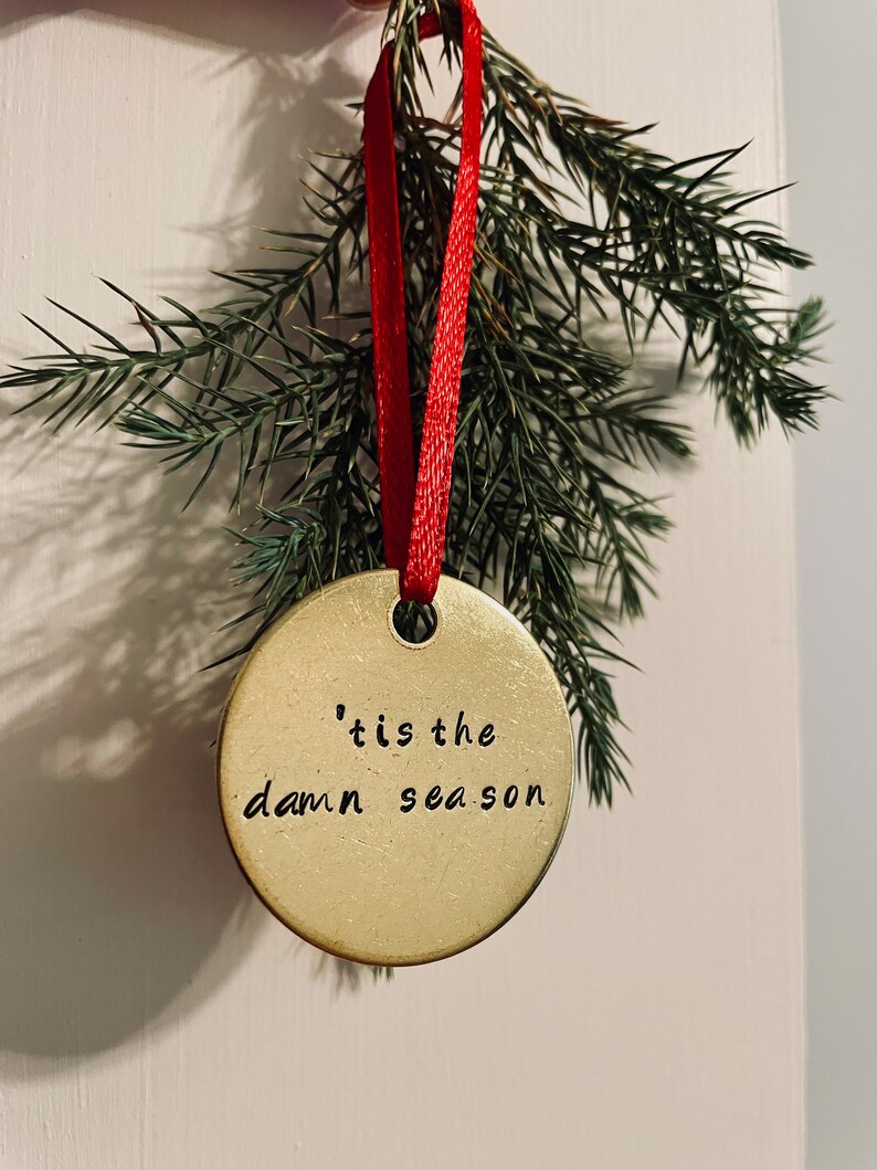 Hand Stamped Funny Christmas Tree Ornament