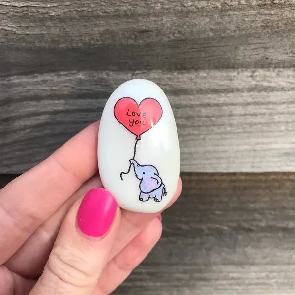 Cute Lucky Charm Love You Elephant Stone
