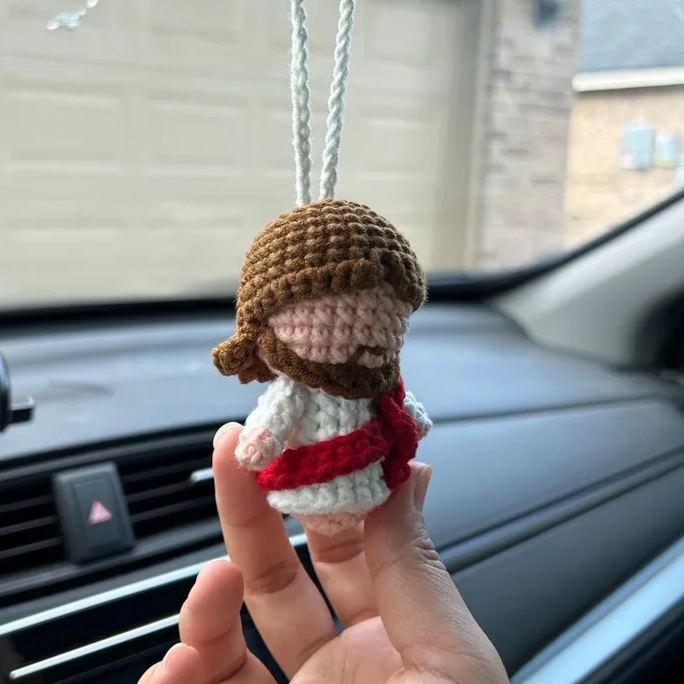 Crochet Mini Jesus Hanging