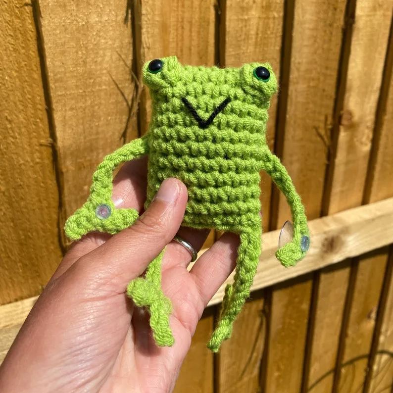 Handmade Leggy Green Frog with Suction Cups