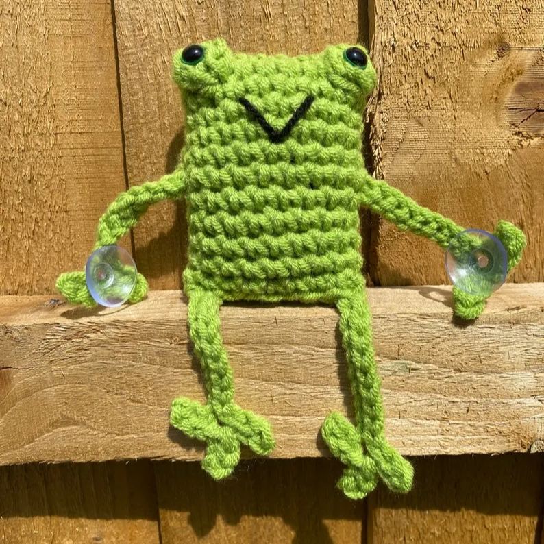 Handmade Leggy Green Frog with Suction Cups