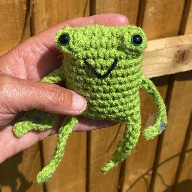 Handmade Leggy Green Frog with Suction Cups