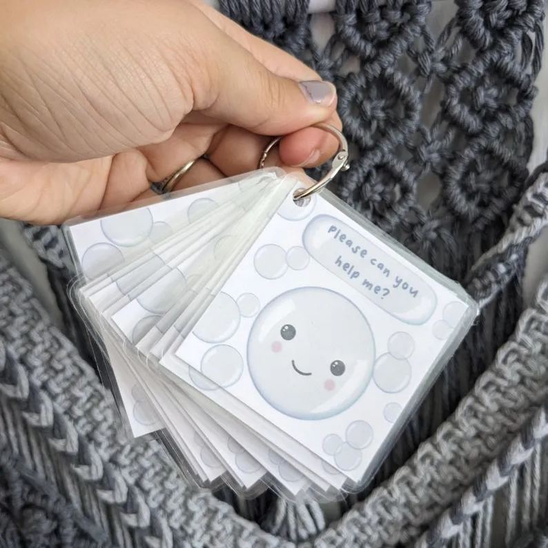 Bubble Communication Cards, ASD Non-verbal Support Keyring