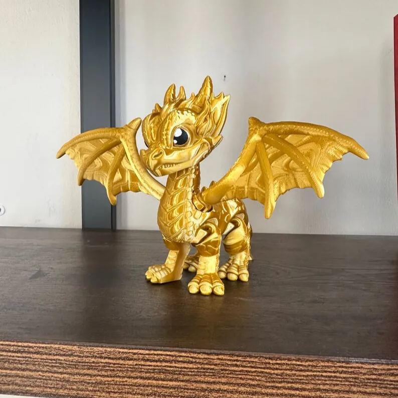 Gold 3d printed Dragon
