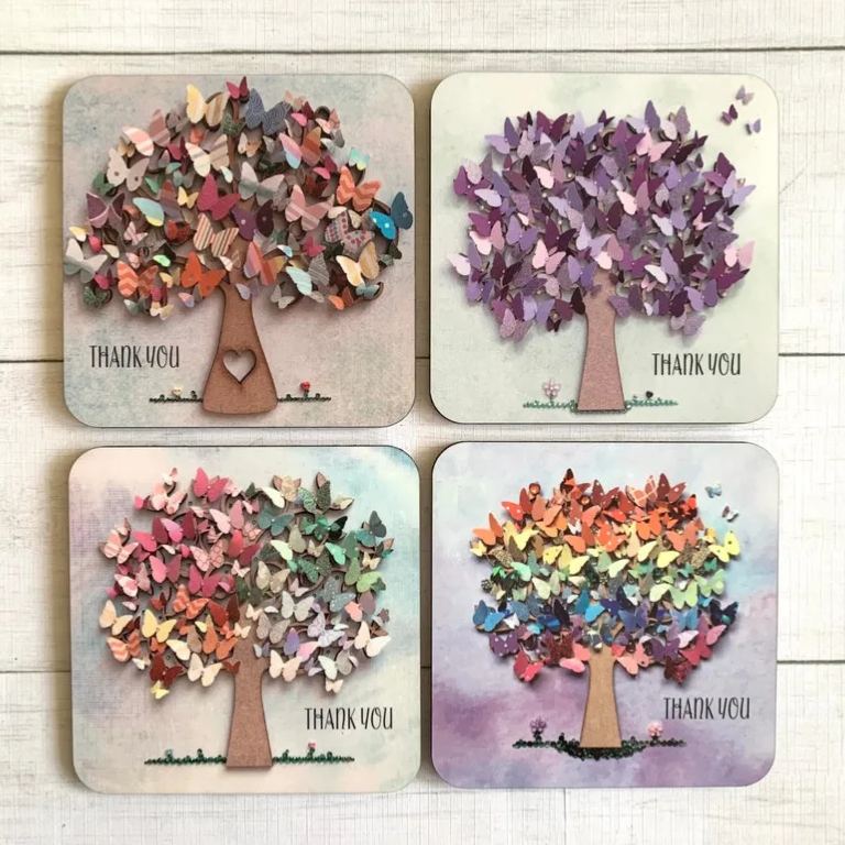 Thank You Butterfly Coasters