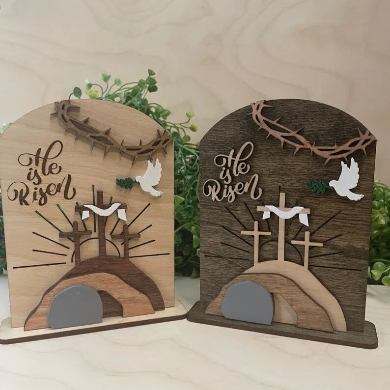 Empty Tomb " He is Risen" Religious Decor