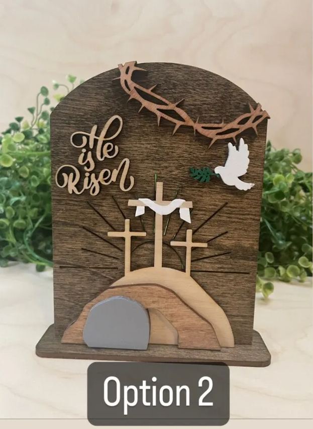 Empty Tomb " He is Risen" Religious Decor