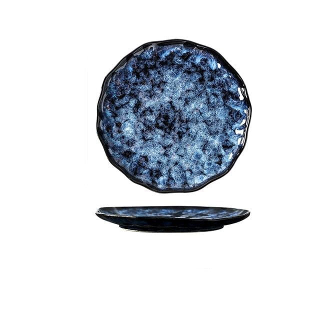 Ceramic Dinner Plates And Bowls Blue Dishes Creative Dinnerware Set-Grand Kitchen